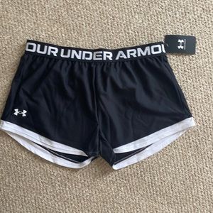 Under armour athletic shorts, black and white